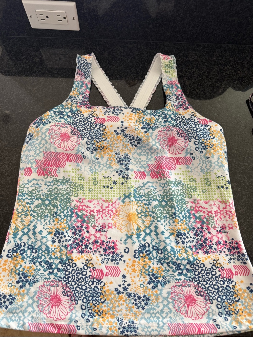 Women’s Floral Multicolor Tank Top - Pink, Blue & Yellow